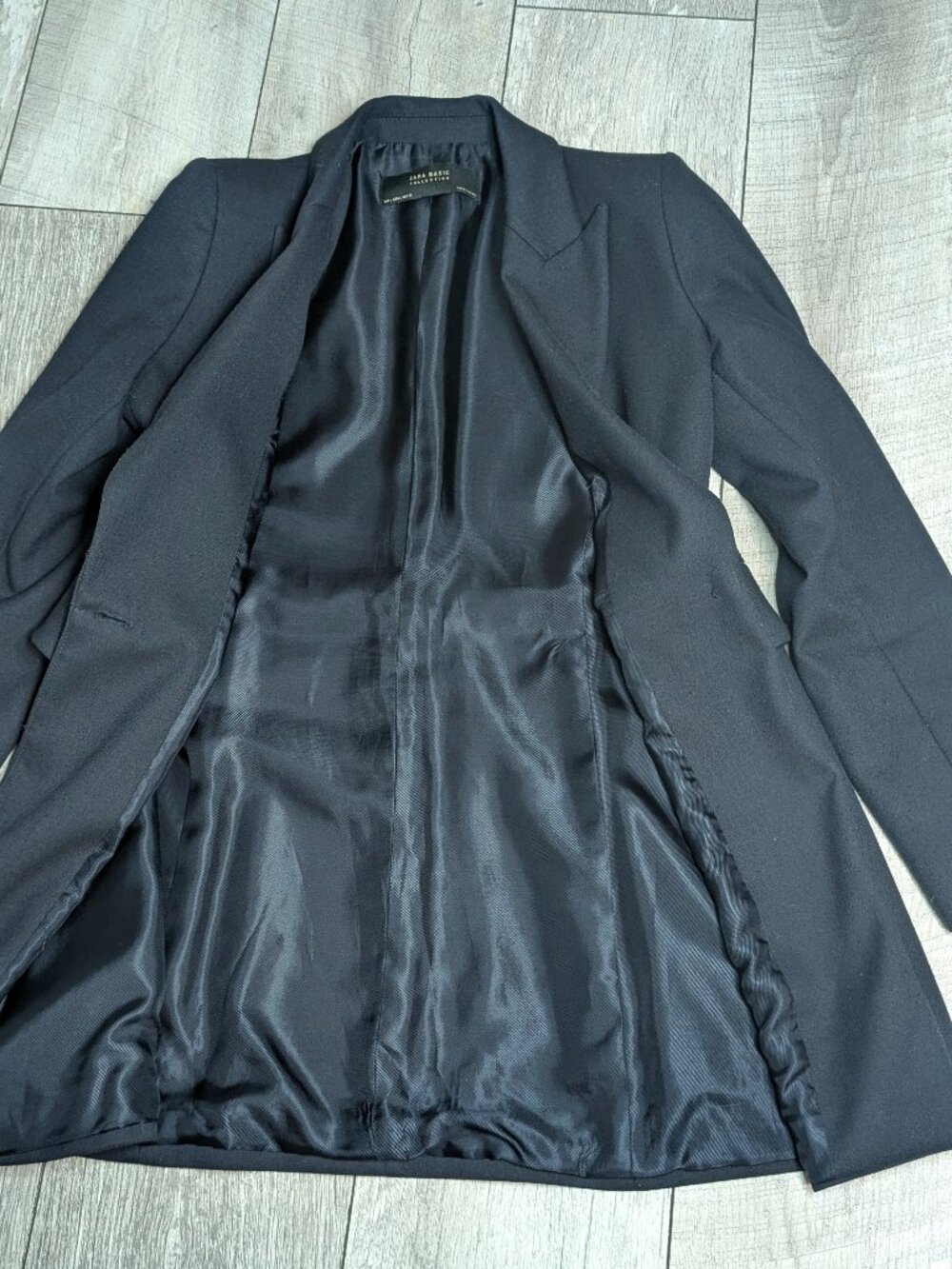 Zara Longline Tailored Navy Blazer Frock Coat L Old Money Chic Quiet Luxury EUC - Picture 9 of 16